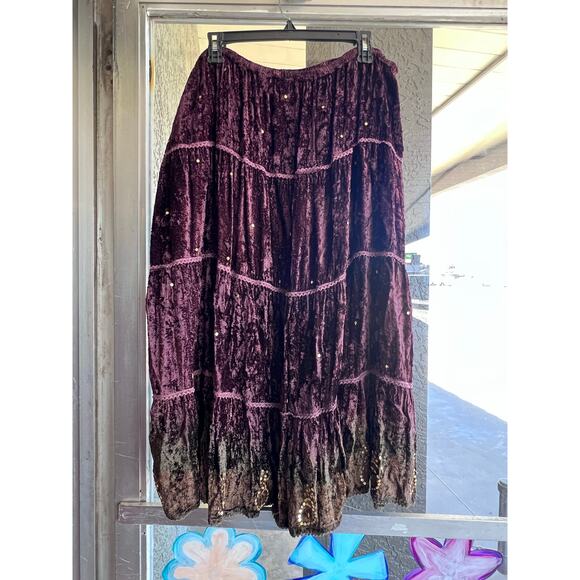 Vintage Mix Nuveau brown velvet skirt size L - Picture 5 of 5
